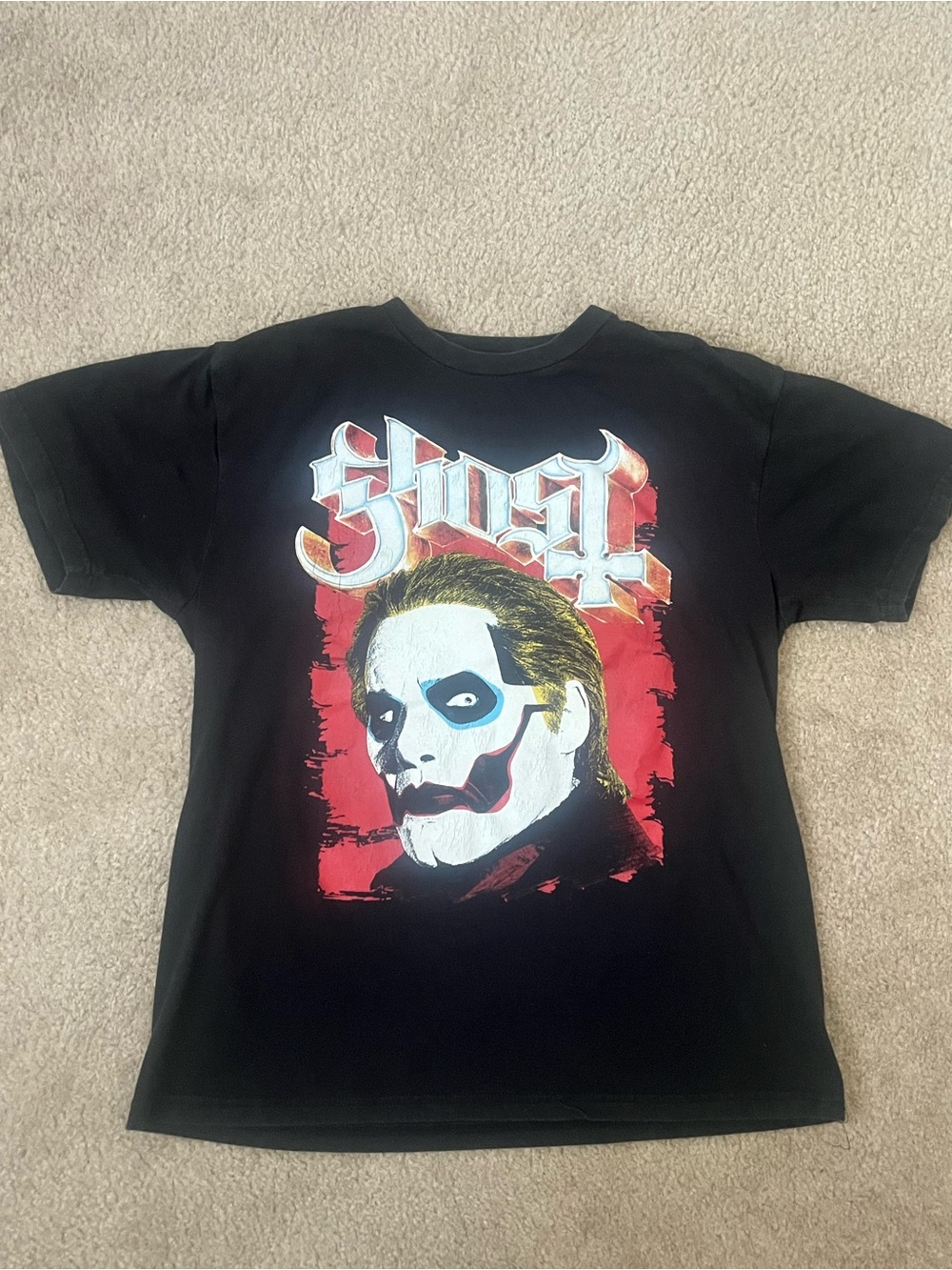 Ghost B.C. Papa Emeritus Band Graphic Tee - Black with Red & White Artwork L